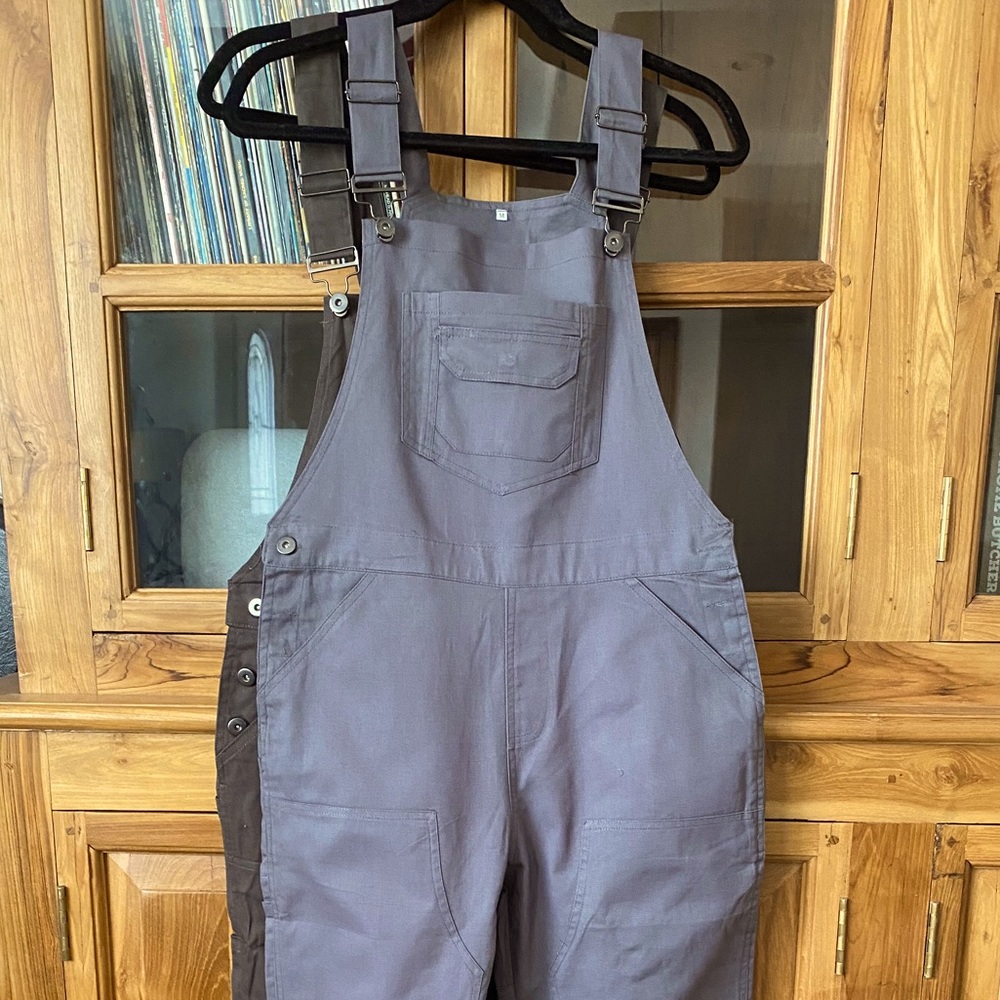 2- double front women’s overall bibs grey & brown